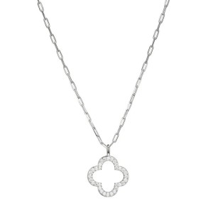 Charles Garnier Sterling Silver & CZ Clover  Link Necklace