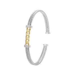 Charles Garnier Two-tone Sterling Silver Cuff Bracelet