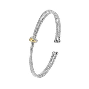 Charles Garnier Two-tone Sterling Silver "Flourish" Cuff Bracelet