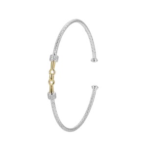 Charles Garnier Two-tone Sterling Silver Flower-station Bracelet