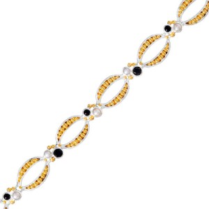 Michou Sterling Silver And 22kt Vermeil Onyx And Pearl Link Bracelet