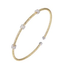 Charles Garnier 18kt Yellow Gold Over Sterling Silver Cuff Bracelet With CZ Accents