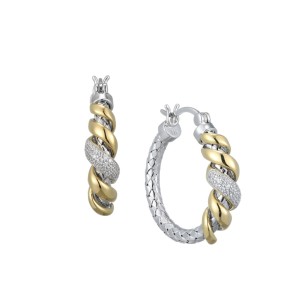 Charles Garnier Two-tone Sterling Silver "Celeste" Twist Hoop Earrings