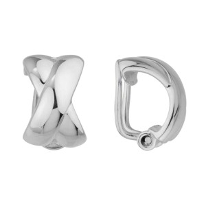 Sterling Silver Polished "X" Non-pierced Earrings