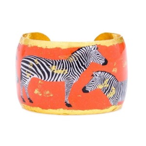 22k Gold Leaf & Enamel Zebra Profile Cuff Bracelet by Evocateur