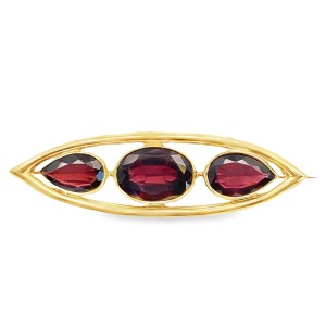 Estate Victorian 14kt Yellow Gold Garnet Brooch